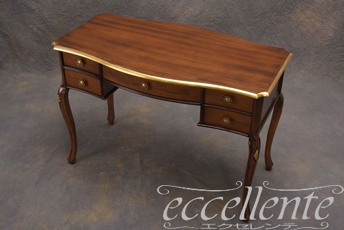 イタリア製 デスク St.ボルボネーゼ 象嵌／ウォールナット＋ゴールドリーフ｜Desk St.Borbonese with inlay/Walnut Finish with Gold Leaf｜TV-BR590NG