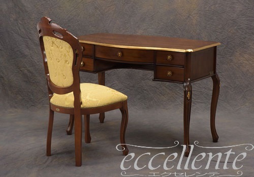 イタリア製 デスク St.ボルボネーゼ 象嵌／ウォールナット＋ゴールドリーフ｜Desk St.Borbonese with inlay/Walnut Finish with Gold Leaf｜TV-BR590NG