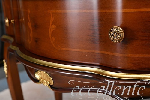 TV-BR6105NG イタリア製 コンソール St.ボルボネーゼ 象嵌/ウォールナット+ゴールドリーフ Console St. Borbonese with inlay/Walnut color with gold leaf