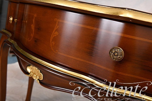 TV-BR6105NG イタリア製 コンソール St.ボルボネーゼ 象嵌/ウォールナット+ゴールドリーフ Console St. Borbonese with inlay/Walnut color with gold leaf