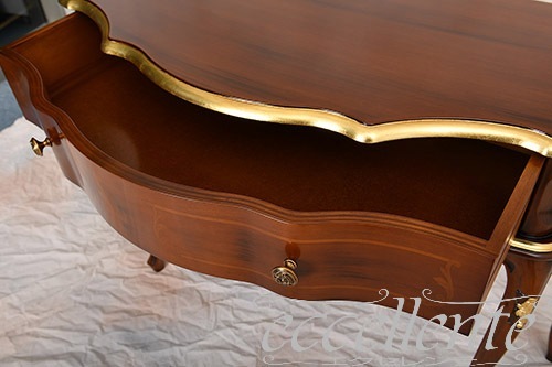 TV-BR6105NG イタリア製 コンソール St.ボルボネーゼ 象嵌/ウォールナット+ゴールドリーフ Console St. Borbonese with inlay/Walnut color with gold leaf