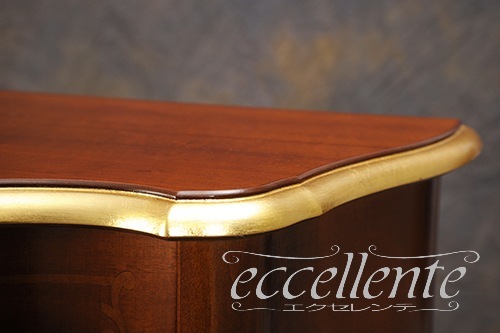 TV-BR6103NG イタリア製 スモール3段チェスト　St.ボルボネーゼ　象嵌／ウォールナット＋ゴールドリーフ  Small 3 drawer chest St. Borbonese with inlay/Walnut color with gold leaf