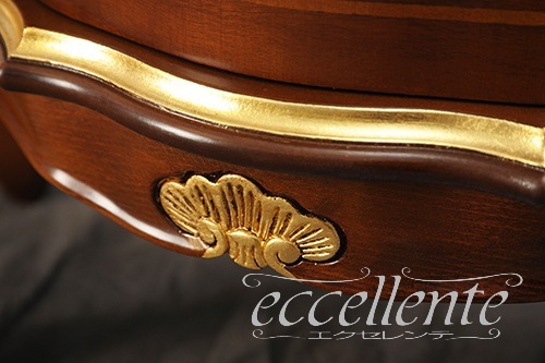 TV-BR6103NG イタリア製 スモール3段チェスト　St.ボルボネーゼ　象嵌／ウォールナット＋ゴールドリーフ  Small 3 drawer chest St. Borbonese with inlay/Walnut color with gold leaf