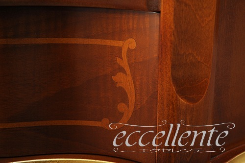 TV-BR6103NG イタリア製 スモール3段チェスト　St.ボルボネーゼ　象嵌／ウォールナット＋ゴールドリーフ  Small 3 drawer chest St. Borbonese with inlay/Walnut color with gold leaf