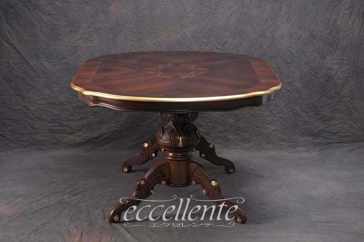 TV-BR94018NG イタリア製 ダイニングテーブル180 St.ボルボネーゼ 象嵌/ウォールナット+ゴールドリーフ Dining Table 180 St. Borbonese with inlay/Walnut color with gold leaf