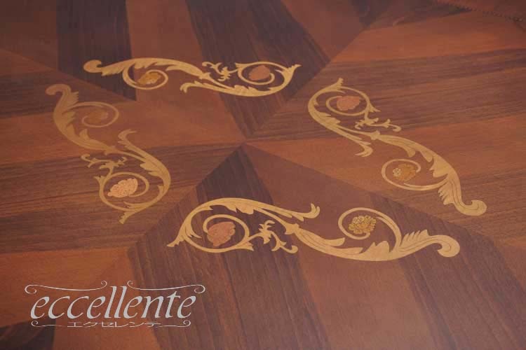 TV-BR94018NG イタリア製 ダイニングテーブル180 St.ボルボネーゼ 象嵌/ウォールナット+ゴールドリーフ Dining Table 180 St. Borbonese with inlay/Walnut color with gold leaf