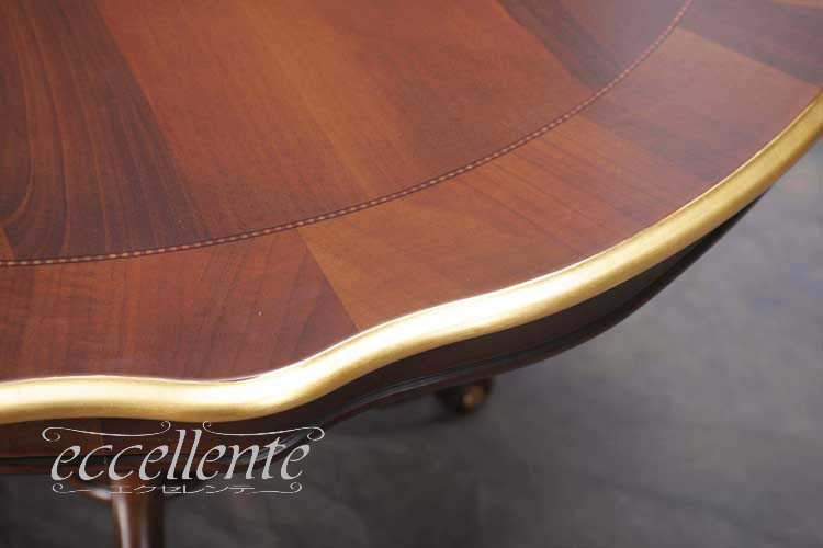 TV-BR94018NG イタリア製 ダイニングテーブル180 St.ボルボネーゼ 象嵌/ウォールナット+ゴールドリーフ Dining Table 180 St. Borbonese with inlay/Walnut color with gold leaf