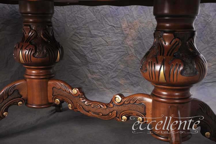 TV-BR94018NG イタリア製 ダイニングテーブル180 St.ボルボネーゼ 象嵌/ウォールナット+ゴールドリーフ Dining Table 180 St. Borbonese with inlay/Walnut color with gold leaf