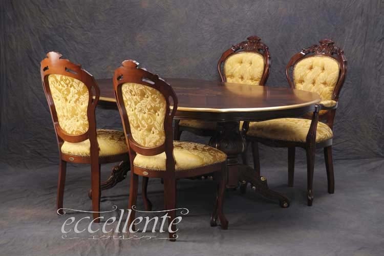 TV-BR94018NG イタリア製 ダイニングテーブル180 St.ボルボネーゼ 象嵌/ウォールナット+ゴールドリーフ Dining Table 180 St. Borbonese with inlay/Walnut color with gold leaf