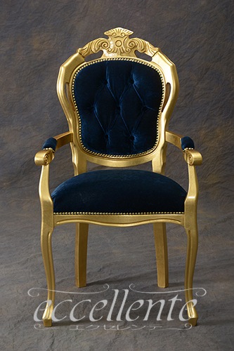イタリア製 アームチェア ヴェネチアーナ ゴールド｜GP-06G180912