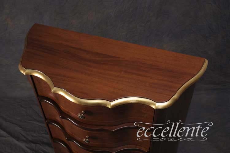 TV-BR6106NG イタリア製 5段チェスト St.ボルボネーゼ 象嵌/ウォールナット+ゴールドリーフ 5 drawer chest St. Borbonese with inlay/Walnut color with gold leaf