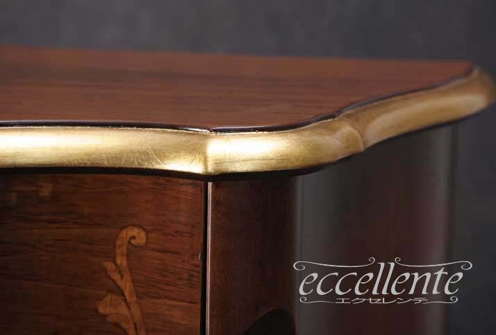 TV-BR6106NG イタリア製 5段チェスト St.ボルボネーゼ 象嵌/ウォールナット+ゴールドリーフ 5 drawer chest St. Borbonese with inlay/Walnut color with gold leaf