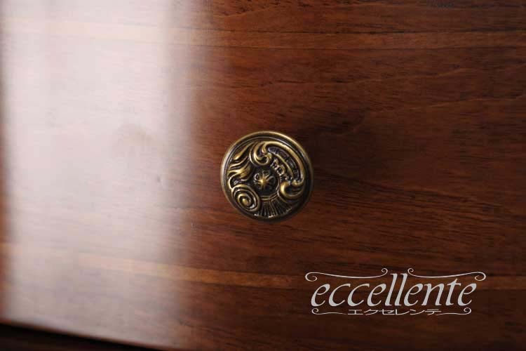 TV-BR6106NG イタリア製 5段チェスト St.ボルボネーゼ 象嵌/ウォールナット+ゴールドリーフ 5 drawer chest St. Borbonese with inlay/Walnut color with gold leaf