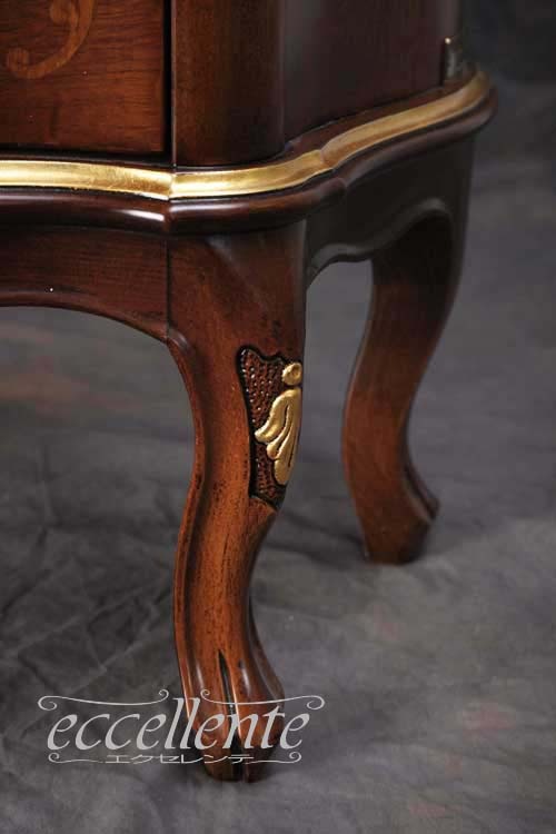 TV-BR6106NG イタリア製 5段チェスト St.ボルボネーゼ 象嵌/ウォールナット+ゴールドリーフ 5 drawer chest St. Borbonese with inlay/Walnut color with gold leaf