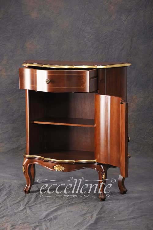 TV-BR6107NG イタリア製 スモール1段チェスト St.ボルボネーゼ 象嵌/ウォールナット+ゴールドリーフ Small 1 drawer chest St. Borbonese with inlay/Walnut color with gold leaf