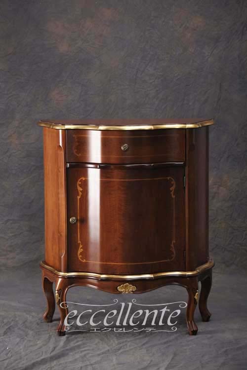 TV-BR6107NG イタリア製 スモール1段チェスト St.ボルボネーゼ 象嵌/ウォールナット+ゴールドリーフ Small 1 drawer chest St. Borbonese with inlay/Walnut color with gold leaf