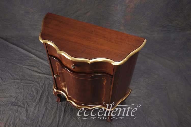 TV-BR6107NG イタリア製 スモール1段チェスト St.ボルボネーゼ 象嵌/ウォールナット+ゴールドリーフ Small 1 drawer chest St. Borbonese with inlay/Walnut color with gold leaf