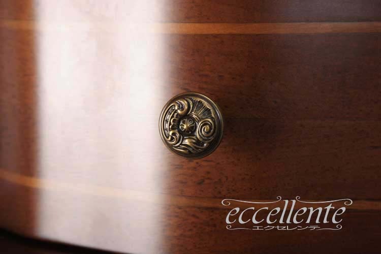 TV-BR6107NG イタリア製 スモール1段チェスト St.ボルボネーゼ 象嵌/ウォールナット+ゴールドリーフ Small 1 drawer chest St. Borbonese with inlay/Walnut color with gold leaf