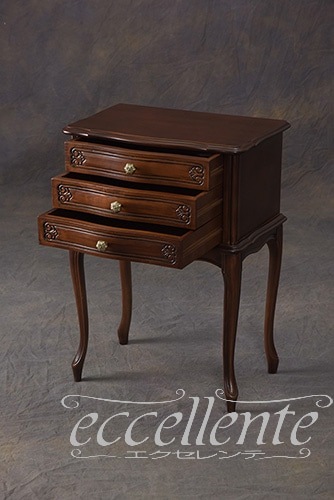 TV-6209N イタリア製 3段ナイトチェスト　ウォールナット  3 drawer night chest/Walnut color
