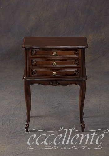 TV-6209N イタリア製 3段ナイトチェスト　ウォールナット  3 drawer night chest/Walnut color