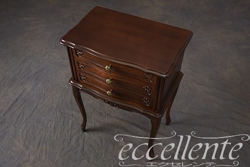 TV-6209N イタリア製 3段ナイトチェスト　ウォールナット  3 drawer night chest/Walnut color