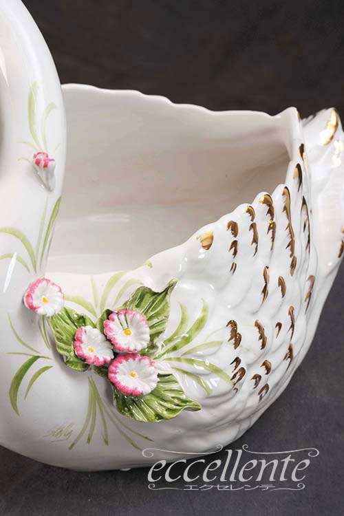 イタリア製 m 陶花 スワン