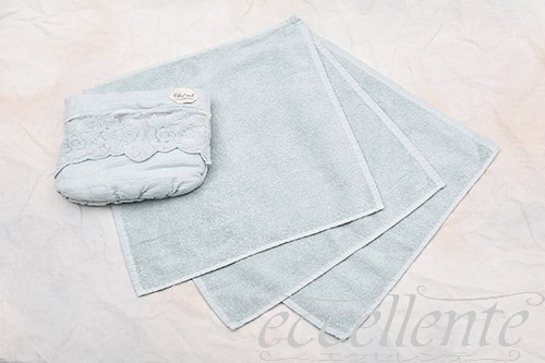 イタリア製ソフトバスケット３ハンドタオル付 Versailles/ライトブルー｜Soft basket with 3 hand towels / Versailles Light blue｜CH-T3075VB