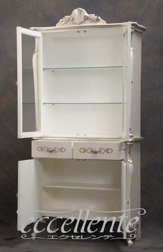 イタリア製 2ドアカップボード パッシオーニ アンティークホワイト+シルバーリーフ|2 door cupboard Passioni/Antique white with silver leaf|TV-ST5464AW