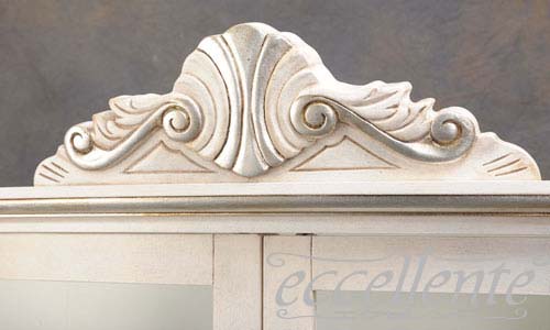 イタリア製 2ドアカップボード パッシオーニ アンティークホワイト+シルバーリーフ|2 door cupboard Passioni/Antique white with silver leaf|TV-ST5464AW