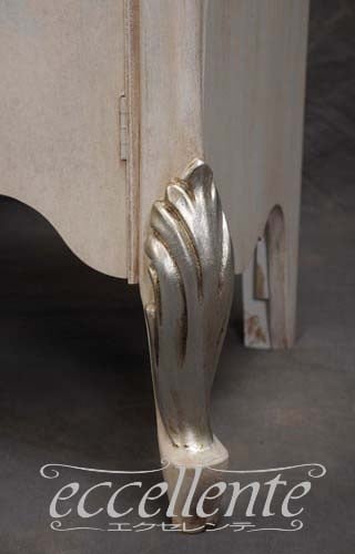 イタリア製 2ドアカップボード パッシオーニ アンティークホワイト+シルバーリーフ|2 door cupboard Passioni/Antique white with silver leaf|TV-ST5464AW