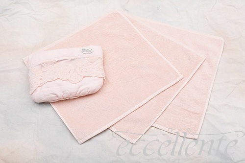 イタリア製ソフトバスケット３ハンドタオル付 Versailles/ピンク｜Soft basket with 3 hand towels / Versailles Pink｜CH-T3075VP
