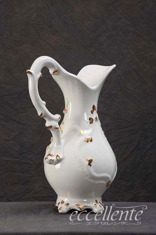 イタリア製 陶花付き 片手花瓶 Single-handled vase with flower