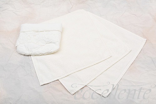CH-T3075VI イタリア製ソフトバスケット３ハンドタオル付　Versailles/アイボリー<br>Soft basket with 3 hand towels / Versailles Ivory