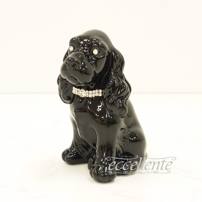 イタリア製　置物 VO-71187CNL イタリア製 陶製置物 コッカー black with collar