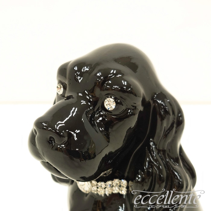 イタリア製　置物 VO-71187CNL イタリア製 陶製置物 コッカー black with collar