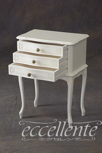 イタリア製 3段ナイトチェスト アンティークホワイト|2 drawer night chest/Antique white|TV-6209WA
