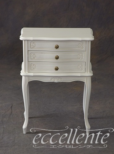 イタリア製 3段ナイトチェスト アンティークホワイト|2 drawer night chest/Antique white|TV-6209WA