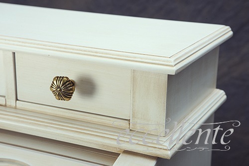 イタリア製 ライティングデスク 6段引出／アンティークホワイト