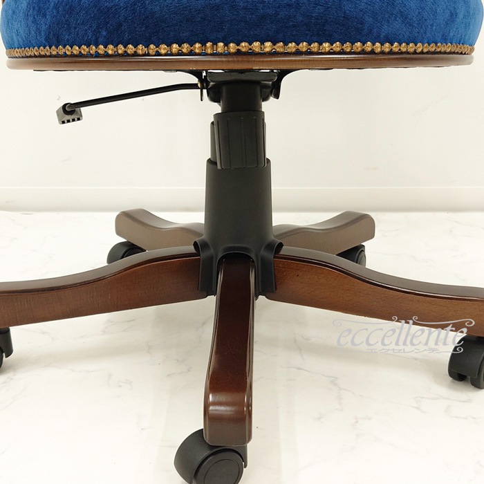 MS-11RNGNB イタリア製 デスクチェア Matera Geneva Blue 茶 Desk chair Matera Geneva Blue Walnut color