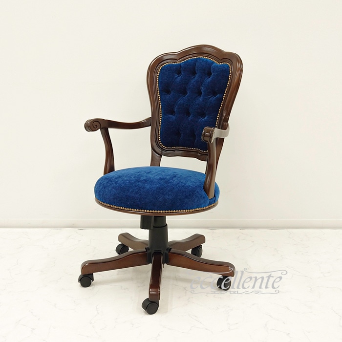 MS-11RNGNB イタリア製 デスクチェア Matera Geneva Blue 茶 Desk chair Matera Geneva Blue Walnut color