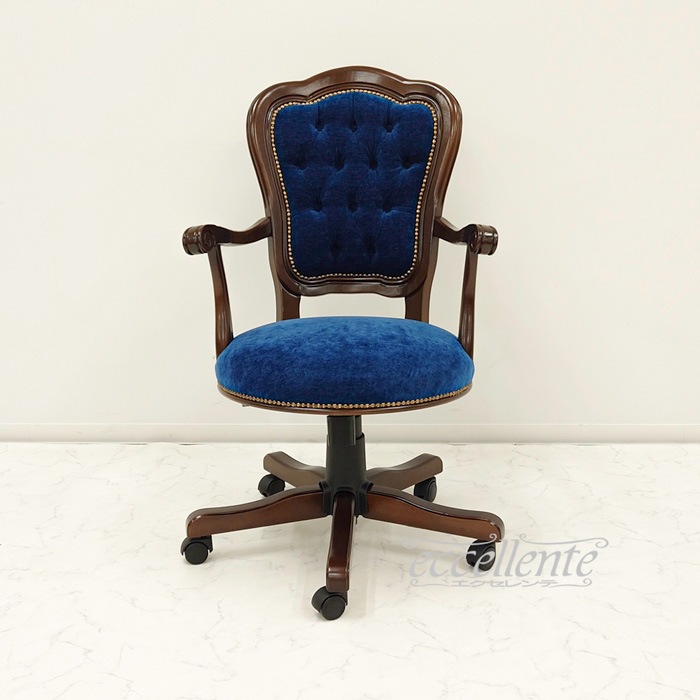 MS-11RNGNB イタリア製 デスクチェア Matera Geneva Blue 茶 Desk chair Matera Geneva Blue Walnut color