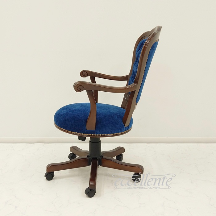 MS-11RNGNB イタリア製 デスクチェア Matera Geneva Blue 茶 Desk chair Matera Geneva Blue Walnut color