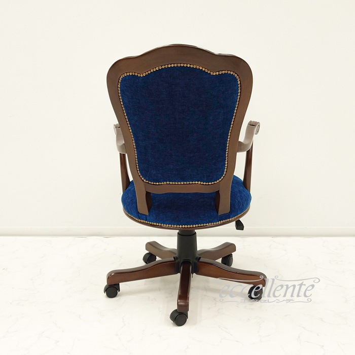 MS-11RNGNB イタリア製 デスクチェア Matera Geneva Blue 茶 Desk chair Matera Geneva Blue Walnut color