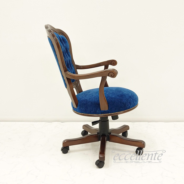 MS-11RNGNB イタリア製 デスクチェア Matera Geneva Blue 茶 Desk chair Matera Geneva Blue Walnut color