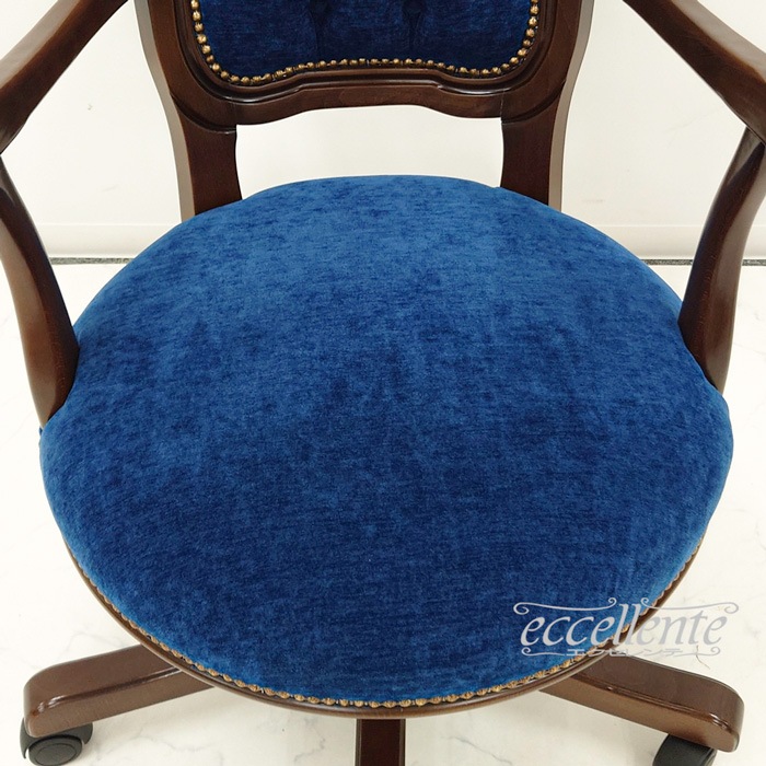 MS-11RNGNB イタリア製 デスクチェア Matera Geneva Blue 茶 Desk chair Matera Geneva Blue Walnut color