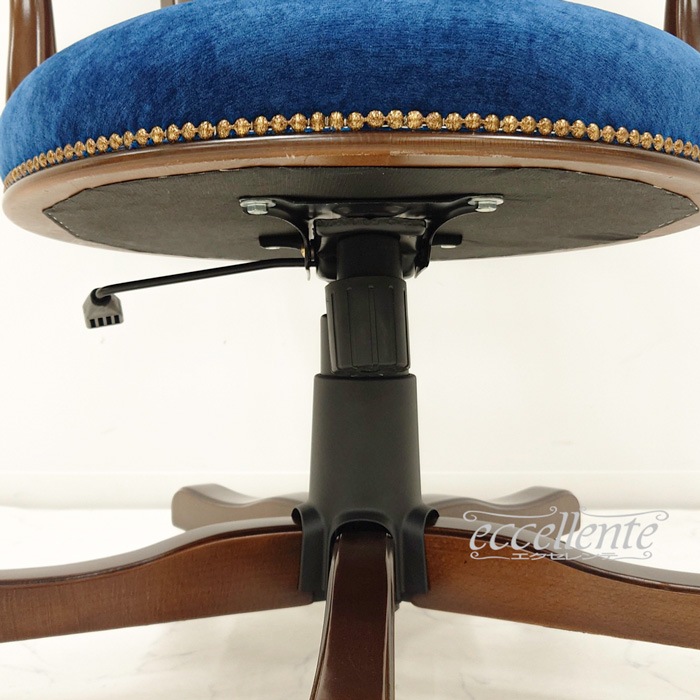 MS-11RNGNB イタリア製 デスクチェア Matera Geneva Blue 茶 Desk chair Matera Geneva Blue Walnut color