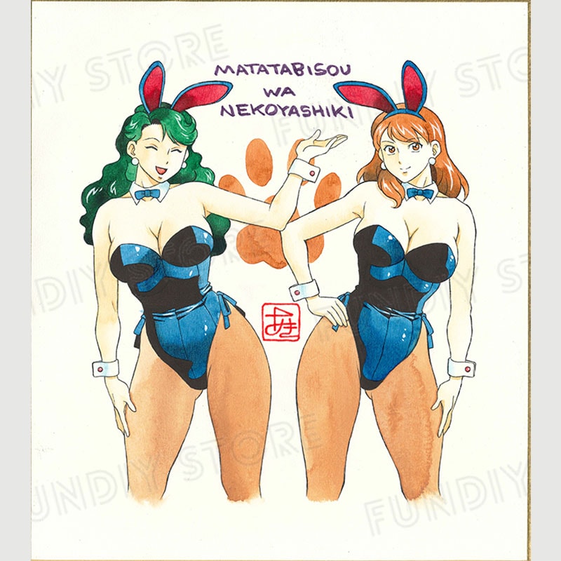 【限定1枚 ★サイレントオークション★12/26 18:00～1/8 23:59まで！】新名あき先生　完成品カラーイラスト色紙3『またたび荘は猫屋敷』