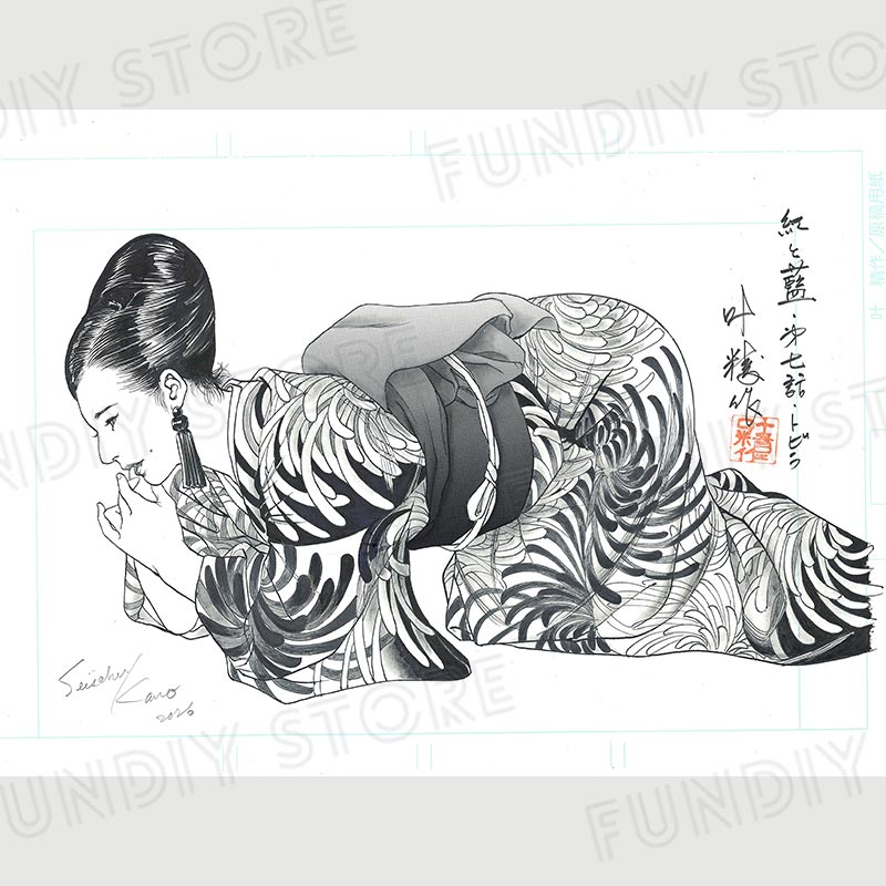 【限定1枚】叶精作先生　原画328『紅と藍』第七話・トビラ絵【生原画】