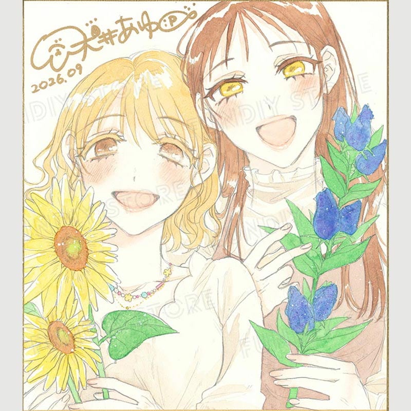 【★チャリティーオークション★】犬井あゆ先生　完成品カラーイラスト色紙2『定時にあがれたら』湯川さん＆水城さん