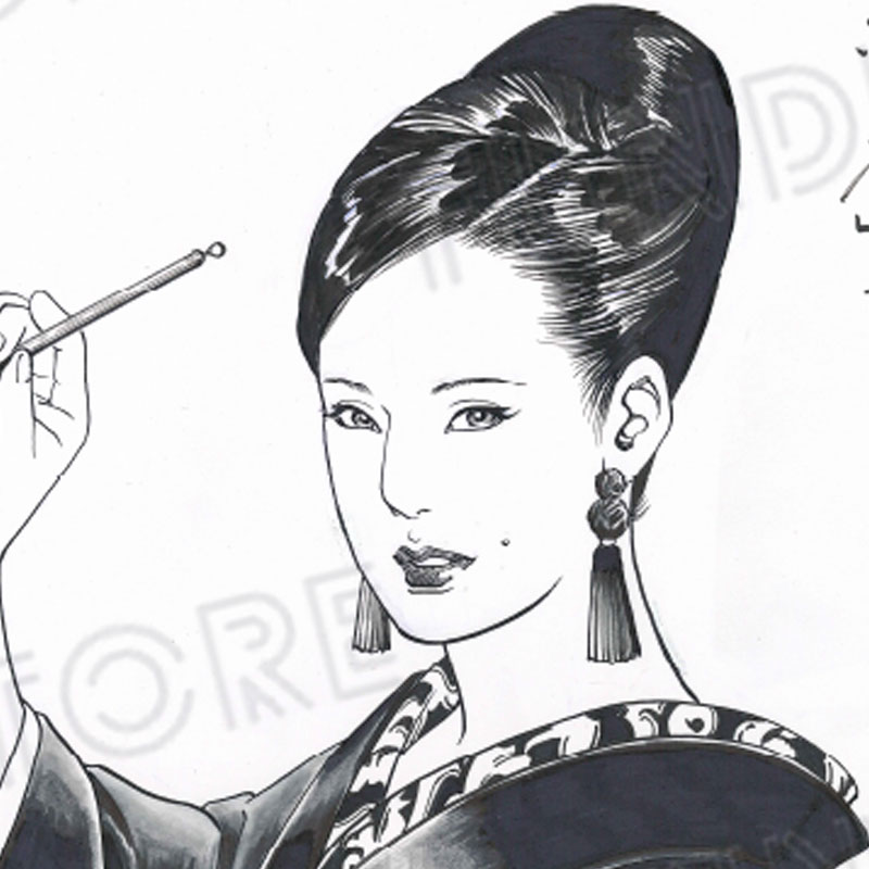 【限定1枚】叶精作「紅と藍」予告イラスト1